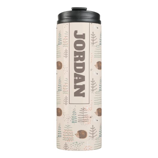Cute Woodland Hedegel Pattern Thermosbeker (Voorkant)