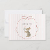Cute Woodland Konijn Aquarel Meisje Baby Shower Bedankkaart (Voorkant)