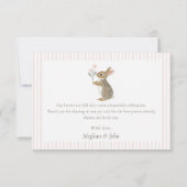 Cute Woodland Konijn Aquarel Meisje Baby Shower Bedankkaart (Achterkant)