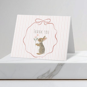 Cute Woodland Konijn Aquarel Meisje Baby Shower Bedankkaart