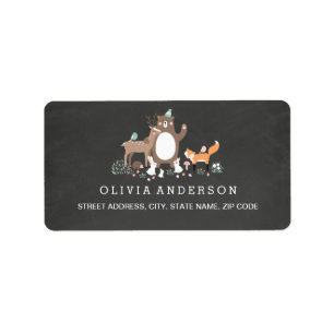 Cute Woodland Krijtbord Baby Shower Adreslabel Etiket