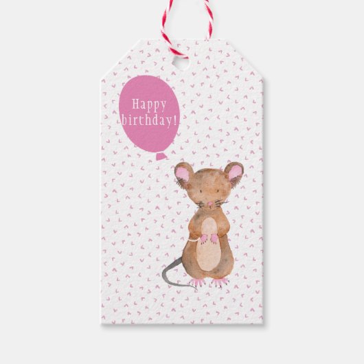 Cute Woodland Mouse Birthday Gift Labels Cadeaulabel (Voorkant)