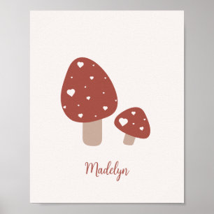 Cute Woodland Mushroom Minimalistisch Poster