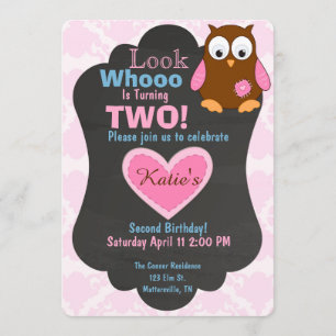Cute Woodland Owl Birthday uitnodiging