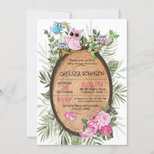 Cute Woodland Owls Baby shower Kaart