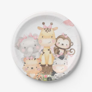 Cute Woodland Safari Animals Girl Baby shower  Papieren Bordje