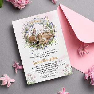 Cute Woodland Slaande Reeën Meisje Baby Shower Kaart