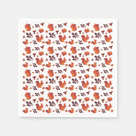 Cute Woodland Squirrel Autumn Pattern Servet (Voorkant)