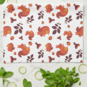 Cute Woodland Squirrel Autumn Pattern Theedoek (Gevouwen)