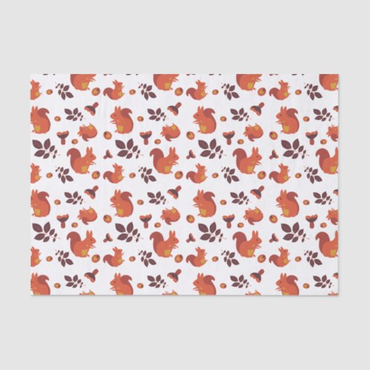 Cute Woodland Squirrel Autumn Pattern Tissuepapier (Voorkant)