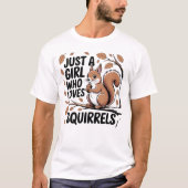 Cute Woodland Squirrel Lover Retro Design With Aco T-shirt (Voorkant)