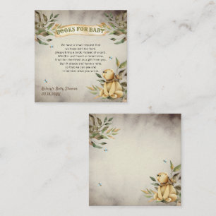 Cute Woodland Teddy Bear Baby shower Book Request  Informatiekaartje