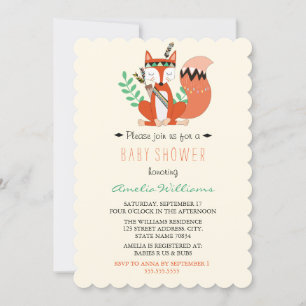 Cute Woodland Vos Babyshower Uitnodiging
