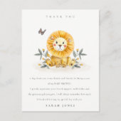 Cute Woodland Waterverf Lion Foliage Baby shower Briefkaart (Voorkant)