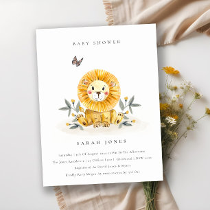 Cute Woodland Waterverf Lion Foliage Baby shower Briefkaart