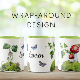Cute Woodland Wrap-Around Mushroom Tweekleurige Koffiemok