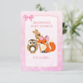 Cute Woodlands Animaux Fox Baby shower Invitation (Debout devant)