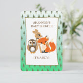 Cute Woodlands Animaux Fox Baby shower Invitation (Debout devant)