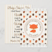 Cute Woodlands Animaux Fox Baby shower Invitation (Devant / Derrière)