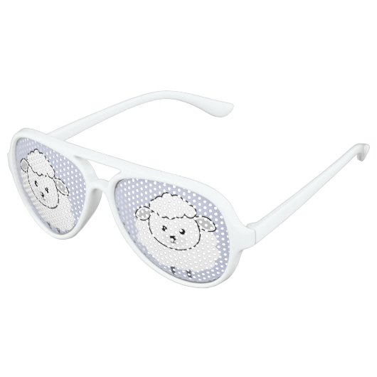 Cute Wooly Lamb Face Aviator Zonnebril (Gekanteld)