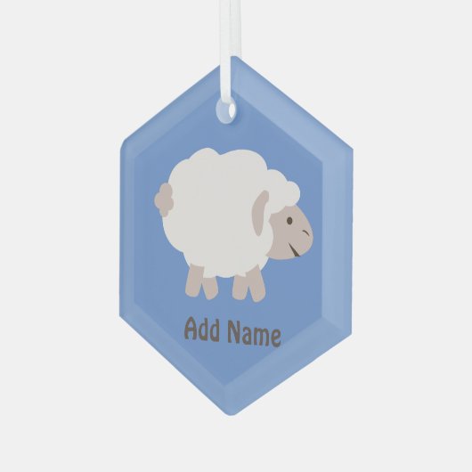 Cute Wooly Lamb Glas Ornament (Voorkant links)