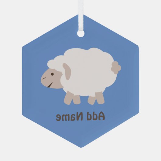 Cute Wooly Lamb Glas Ornament (Achterkant)