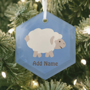 Cute Wooly Lamb Glas Ornament