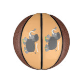 Cute wooly mammoth cartoon-illustratie basketbal (Verticaal)