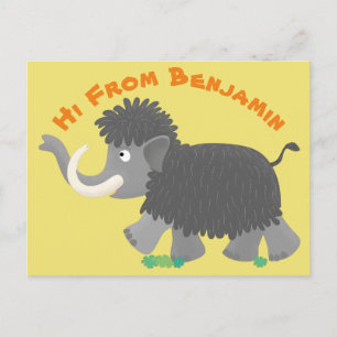 Cute wooly mammoth cartoon-illustratie briefkaart