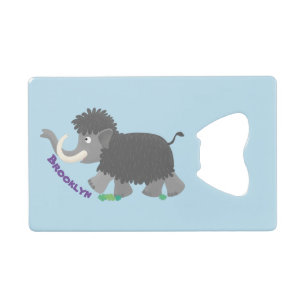 Cute wooly mammoth cartoon-illustratie kredietkaart flessenopener