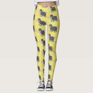 Cute wooly mammoth cartoon-illustratie leggings