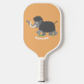 Cute wooly mammoth cartoon-illustratie pickleball paddle (Achterkant)