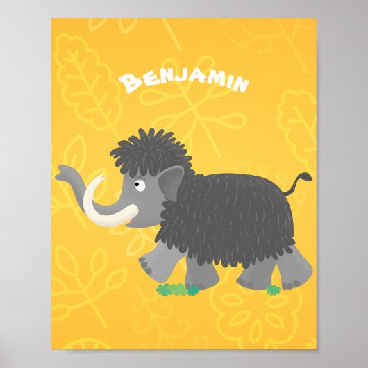 Cute wooly mammoth cartoon-illustratie poster (Voorkant)