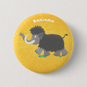Cute wooly mammoth cartoon-illustratie ronde button 5,7 cm