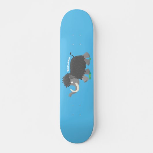 Cute wooly mammoth cartoon-illustratie skateboard (Voorkant)