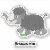 Cute wooly mammoth cartoon-illustratie sticker (Voorkant)