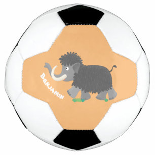 Cute wooly mammoth cartoon-illustratie voetbal
