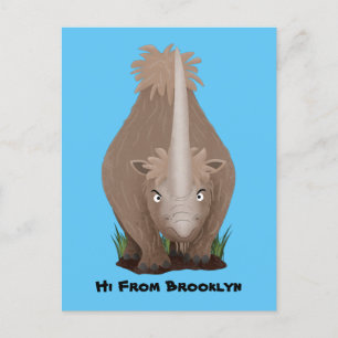 Cute wooly rhino elasmotherium cartoon briefkaart