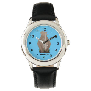Cute wooly rhino elasmotherium cartoon horloge