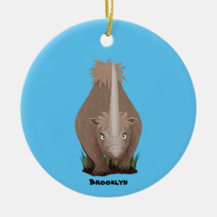 Cute wooly rhino elasmotherium cartoon keramisch ornament