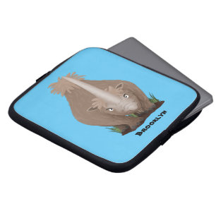 Cute wooly rhino elasmotherium cartoon laptop sleeve