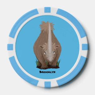 Cute wooly rhino elasmotherium cartoon poker chips