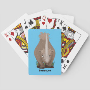 Cute wooly rhino elasmotherium cartoon pokerkaarten
