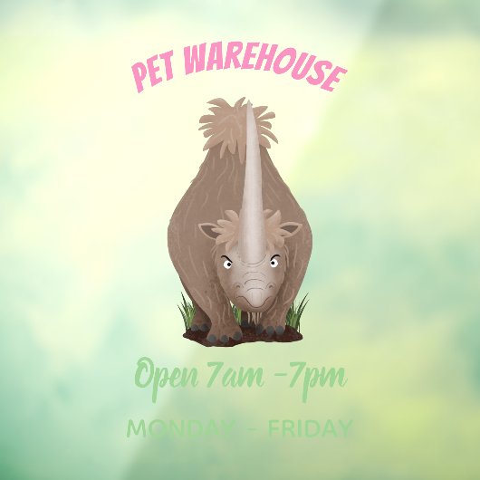 Cute wooly rhino elasmotherium cartoon raamsticker (Vel 3)