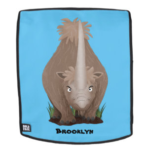 Cute wooly rhino elasmotherium cartoon rugtassen