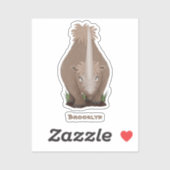 Cute wooly rhino elasmotherium cartoon sticker (Vel)