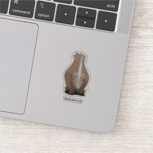 Cute wooly rhino elasmotherium cartoon sticker