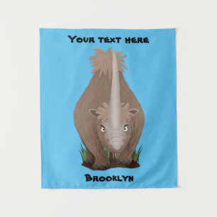 Cute wooly rhino elasmotherium cartoon wandkleed