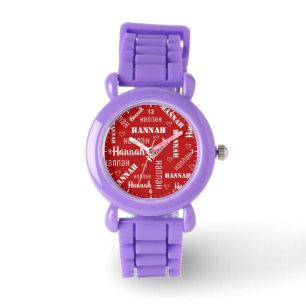Cute Word Art en Hearts Persoonlijke naammeisjes Horloge