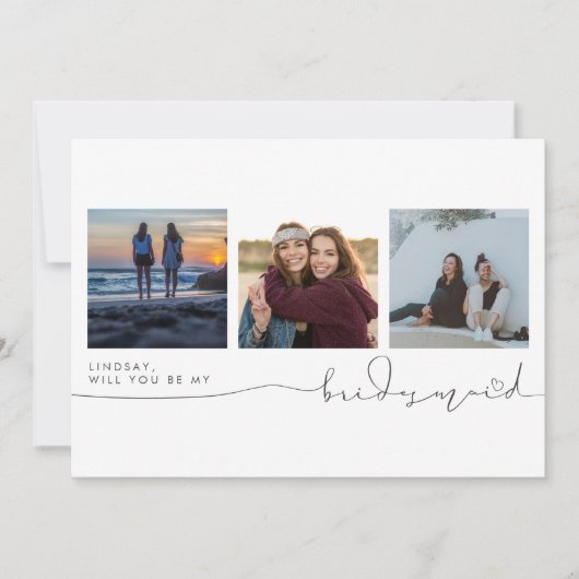 Cute word m'n Bridesmaid drie foto's. (Voorkant)